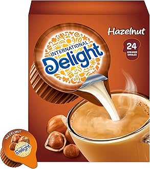 International Delight Coffee Creamer Singles, Hazelnut, 24 Count, Pack of 6