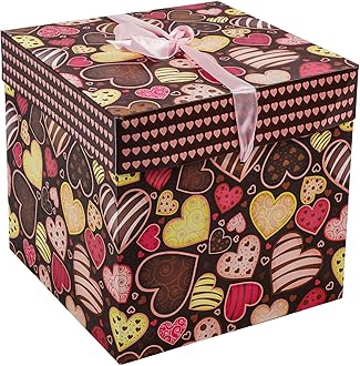 Elephant-package 8" Medium Valentine's Day Love Heart Gift Box with Lid, Ribbon and Paper Filler, Collapsible Gift Box, for Anniversary, Bridesmaid, Girlfriend Gift Wrapping, Presents.
