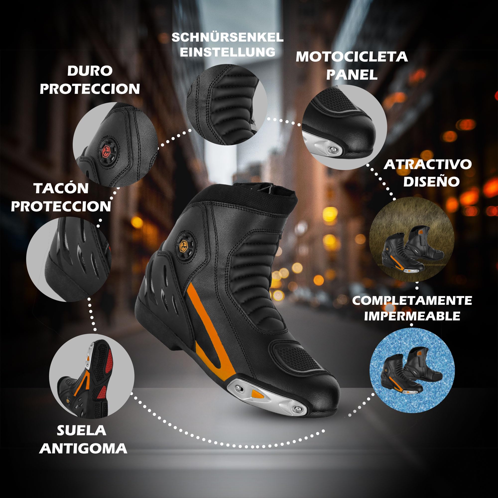 Botas de moto impermeables Zapatos de moto para hombre Botas de moto Zapatos de motocross (EN 13634)