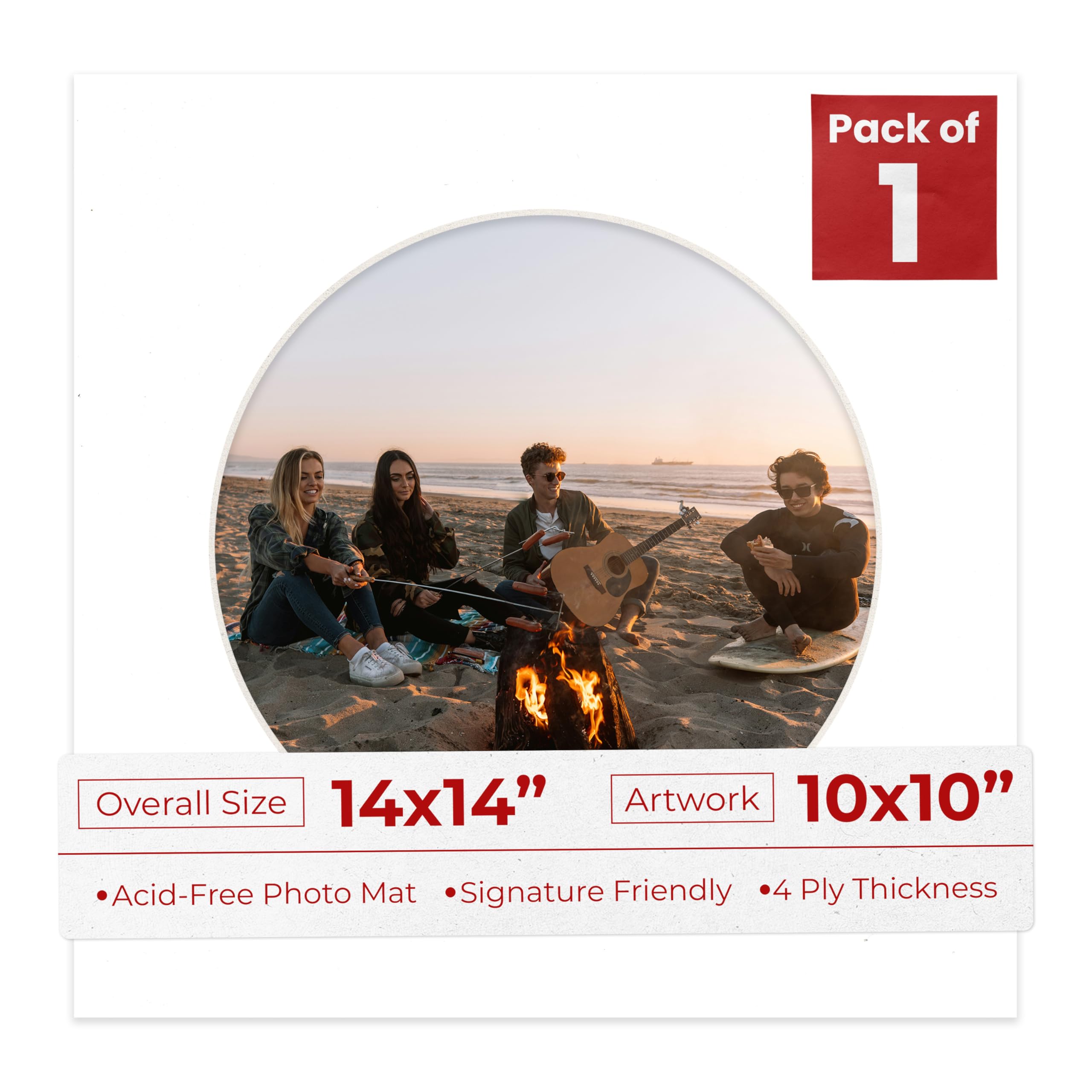 14x14 Mat Bevel Cut for 10x10 Photos - Precut White Circle Shaped Photo Mat Board Opening - Acid Free Matte to Protect Your Pictures - Pack of 1 Matboard-image-9