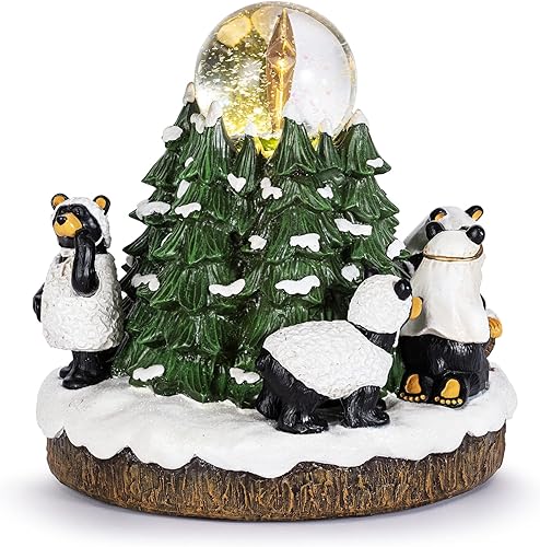 Miniatura 5 de Beartivity Festive Green - Globo de nieve musical navideño de resina de 7.5 pulgadas