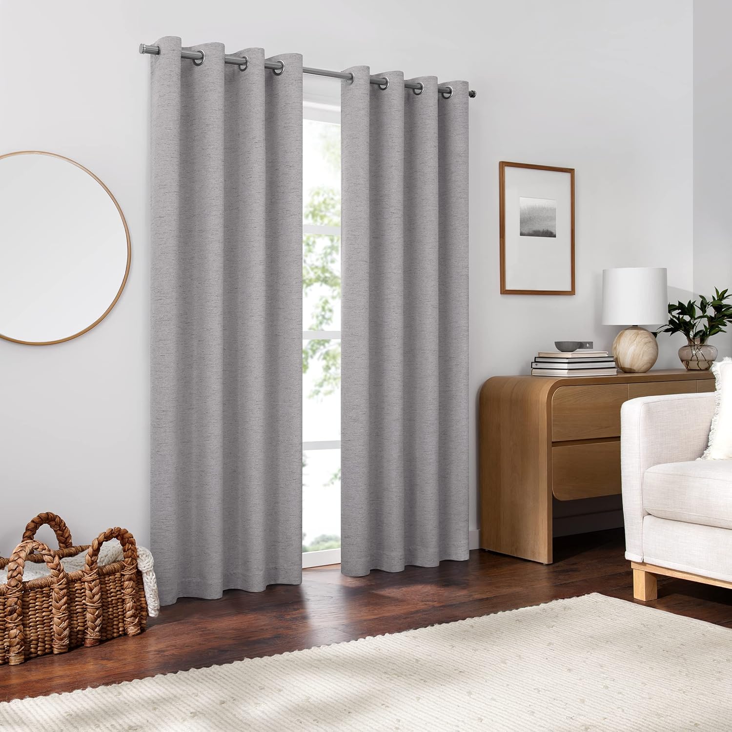 Eclipse Lawson Arm & Hammer Odor Neutralizing Blackout Grommet Window Curtain for Living Room (1 Panel), 50 in x 63 in, Grey