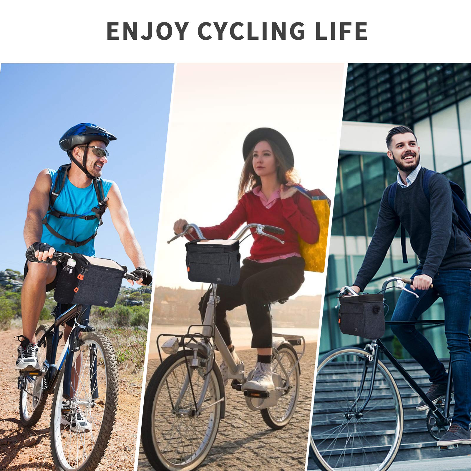 Borsa per manubrio da 4,2 l, impermeabile, con touchscreen, tasca anteriore per bicicletta, con tasca in rete, tasca frontale per bicicletta, supporto per cellulare con tracolla per tutti i telefoni