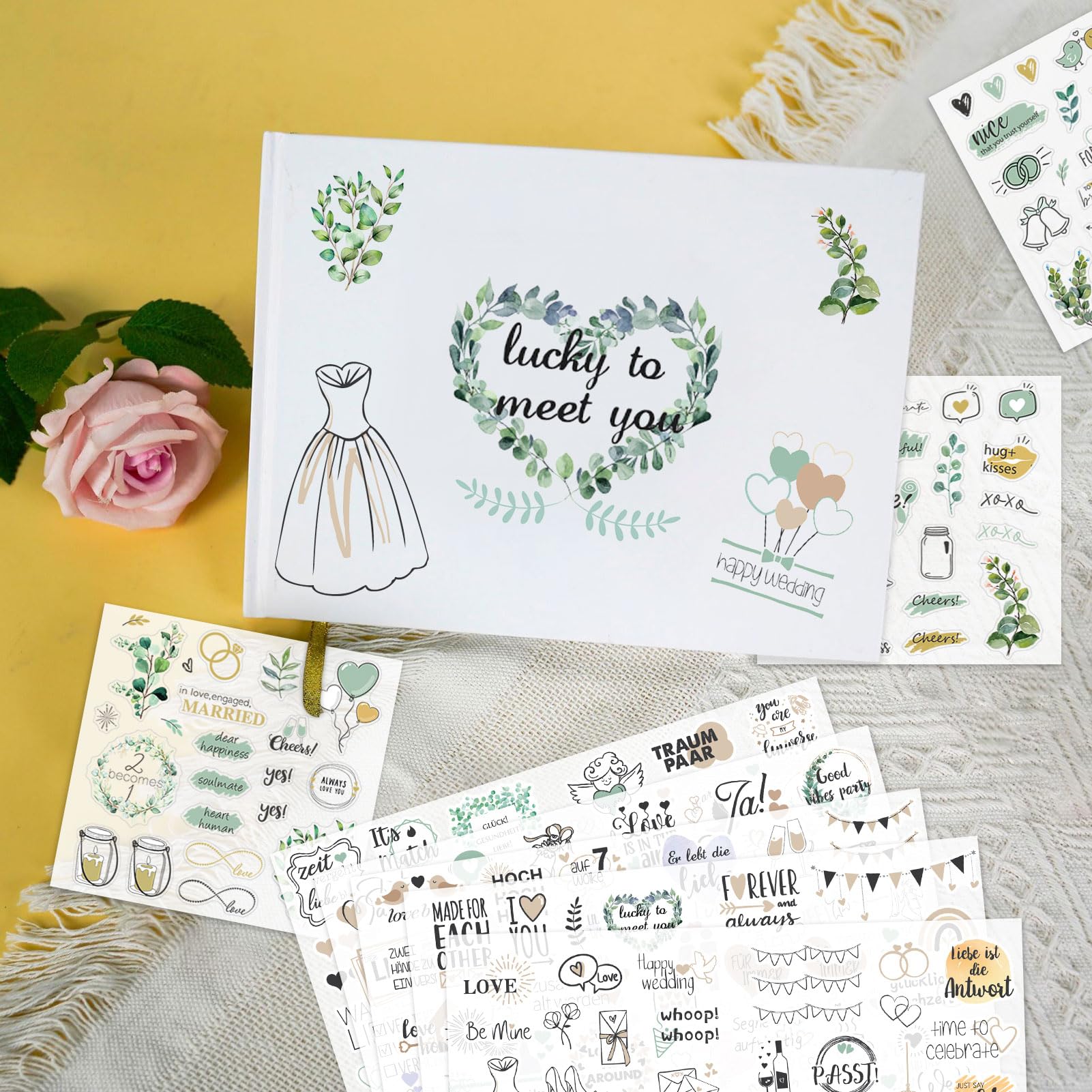 Lanpn Bruiloft gastenboek voor bruiloftsreceptie - elegant linnen
