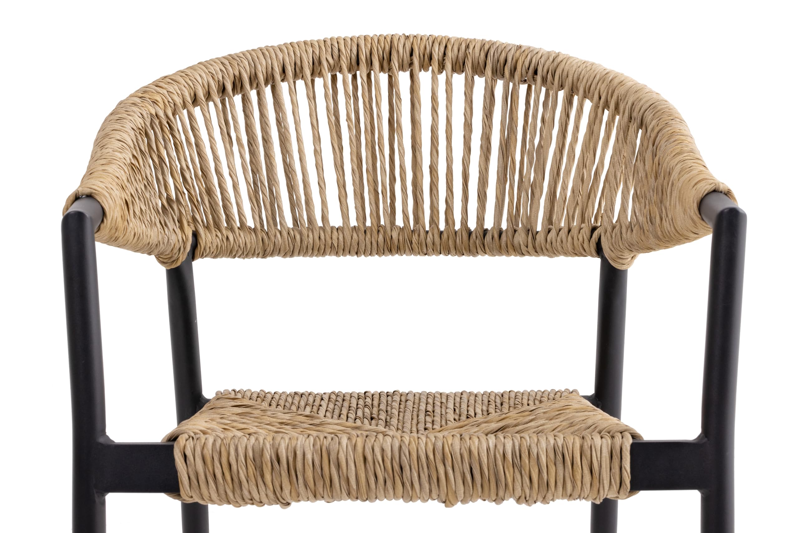 METRO Professional Fauteuil de terrasse Lario, Rotin PE/Aluminium, 57 x 64 x 79 cm, Résistant aux intempéries, avec Accoudoirs, Beige/Noir