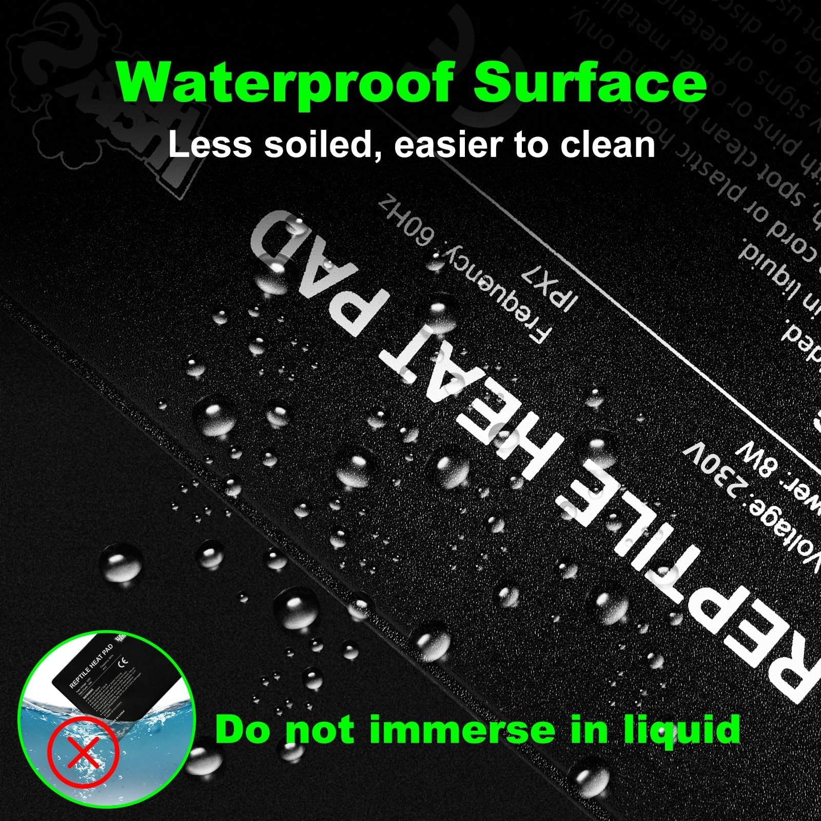 LUCKY HERP Almohadilla térmica para reptiles de 8 x 18 pulgadas, 24 W, almohadilla térmica para terrario debajo del tanque con perilla de ajuste, alfombrilla de calor para tortuga, lagarto, cangrejo
