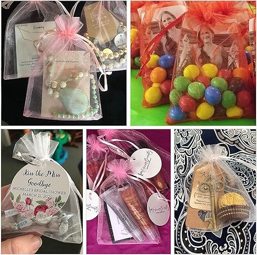 Miniatura 26 de ANZNKU Paquete de 50 bolsas de organza pequeñas de malla de 4 x 6 pulgadas, bolsa de regalo dorada de primera calidad con cordón, bolsa de malla