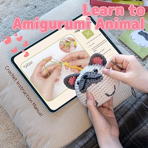 Vista 49 de Yeezhee Kit de ganchillo para principiantes, juego completo de iniciación de animales Amigurumi con tutoriales en video paso a paso, hilo y gancho