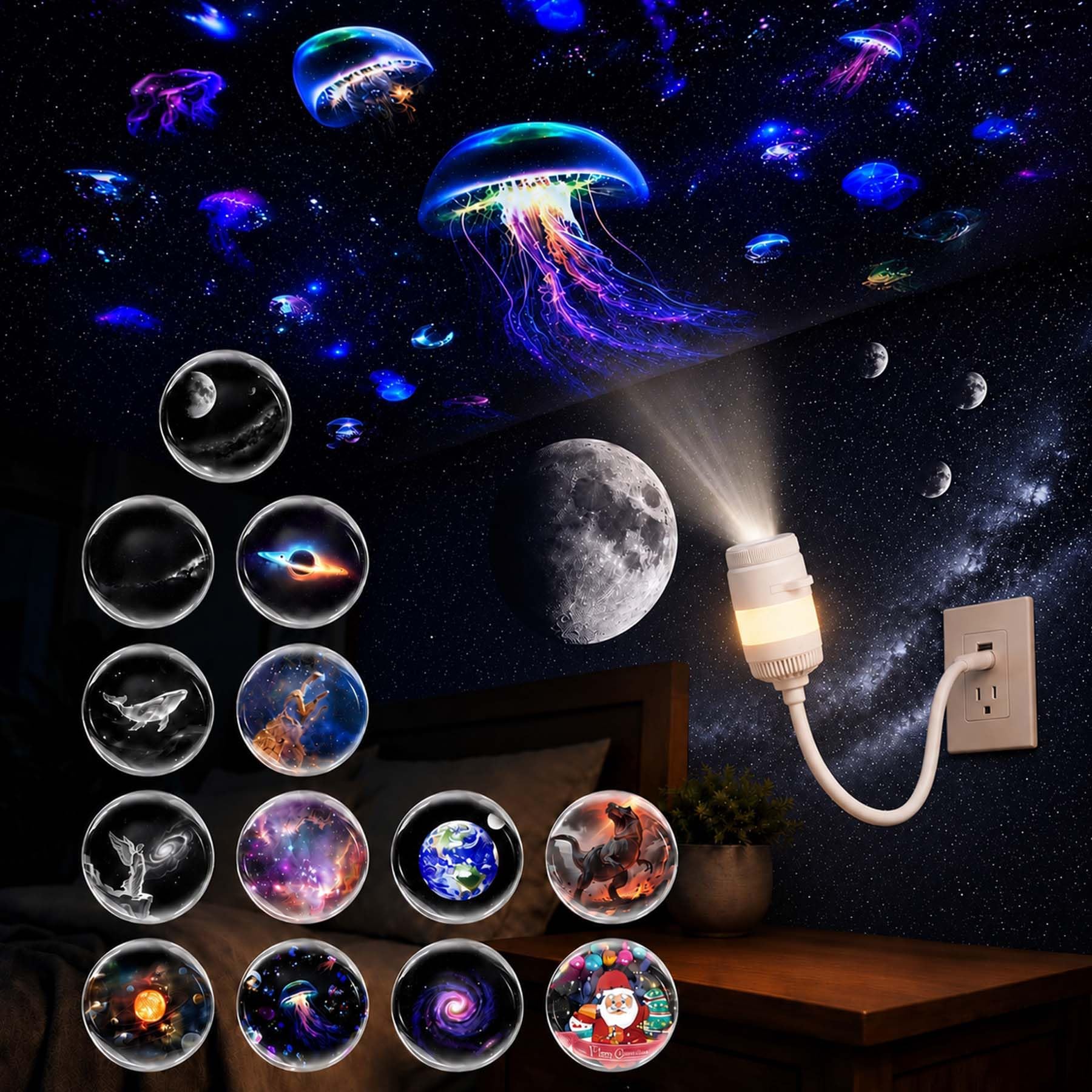 Pipihome 13 in 1 Proiettore Stelle Soffitto, Proiettore Galassia Soffitto, USB Plug-and-Play HD Star Projector, Galaxy Projector Night Light, Luce Notturna Lampada di Proiezione per Bambini Adulti，A