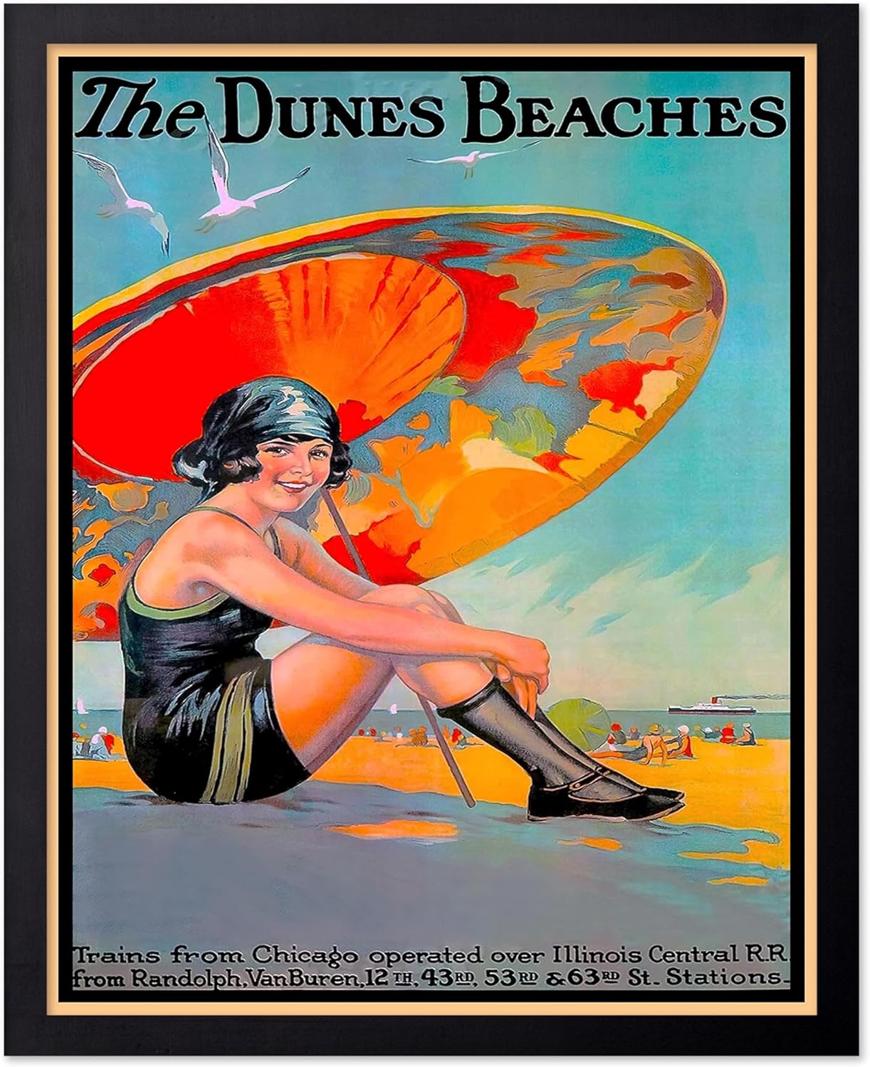 Poster Master Vintage Travel Poster - Retro Brazil Print - Brazil Rio de Janeiro Art - Gift for Him, Her, Travel Lover - Coastal Decor for Home, Office, Ocean or Beach House, 8x10 Brown Framed