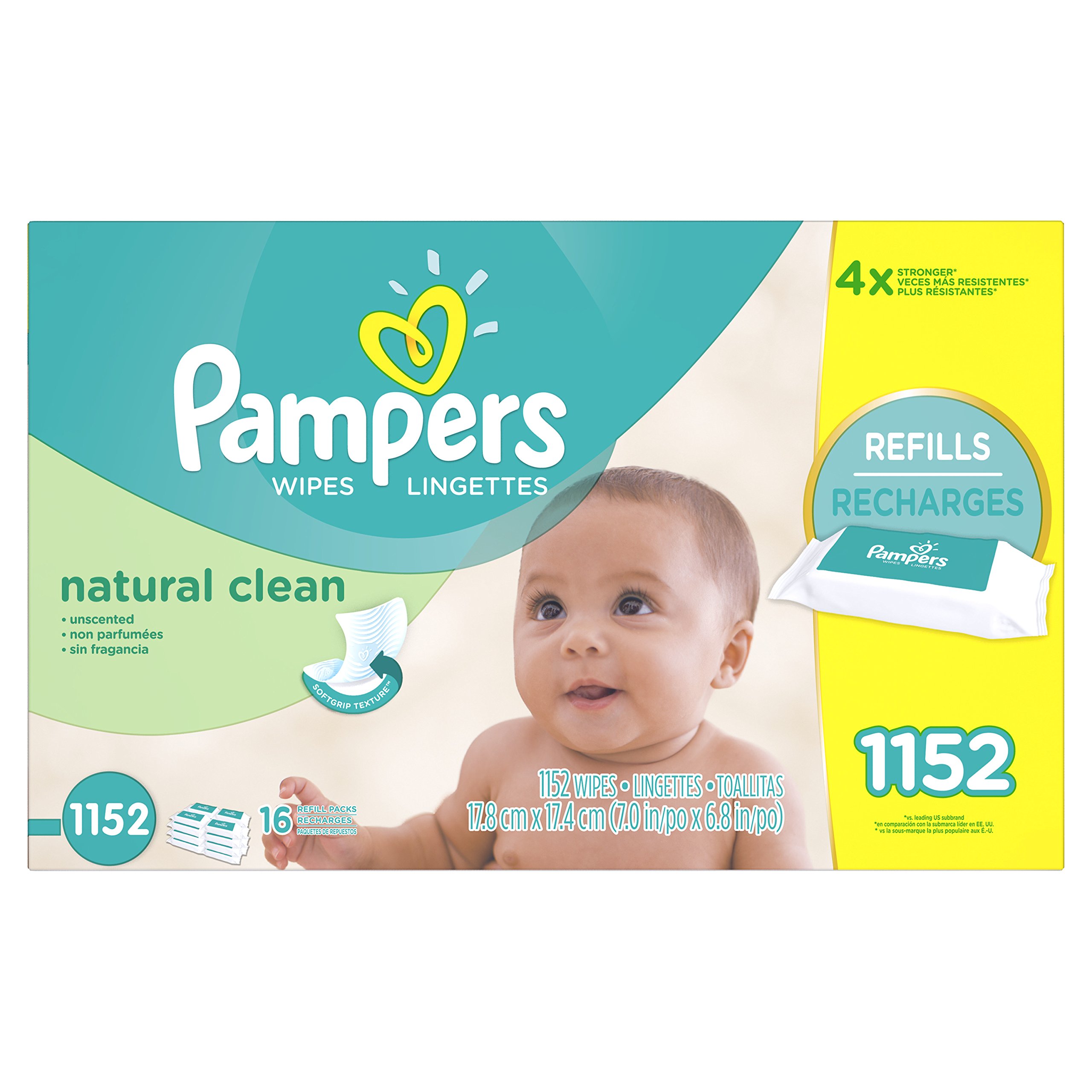 Pampers Baby Wipes Natural Clean 16x Refill 1152 Count