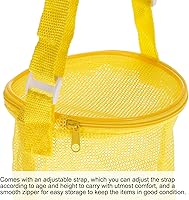 Vista 4 de PATIKIL Bolsas de playa de malla, mochila de arena, conchas, aperitivos, coleccionar, bolsas de asas con cremallera para viajes, Amarillo, Classic