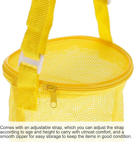 Miniatura 4 de PATIKIL Bolsas de playa de malla, mochila de arena, conchas, aperitivos, coleccionar, bolsas de asas con cremallera para viajes