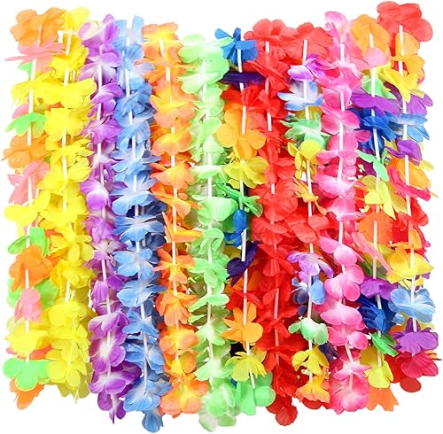 Miniatura 2 de AnapoliZ Luau Leis - Juego de 12 piezas  Collar hawaiano Leis  Decoraciones de fiesta Luau  Leis para fiesta temática Luau  Collar de flores Lei