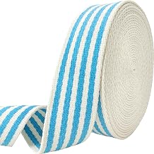 Blue Striped Cotton Webbing 1 1/2" x6yd-Sewing Straps for Bags | Perfect for tote bags,backpacks,pet,belts,clothing trim, home decor &DIY sewing crafts that needs decorative strapping