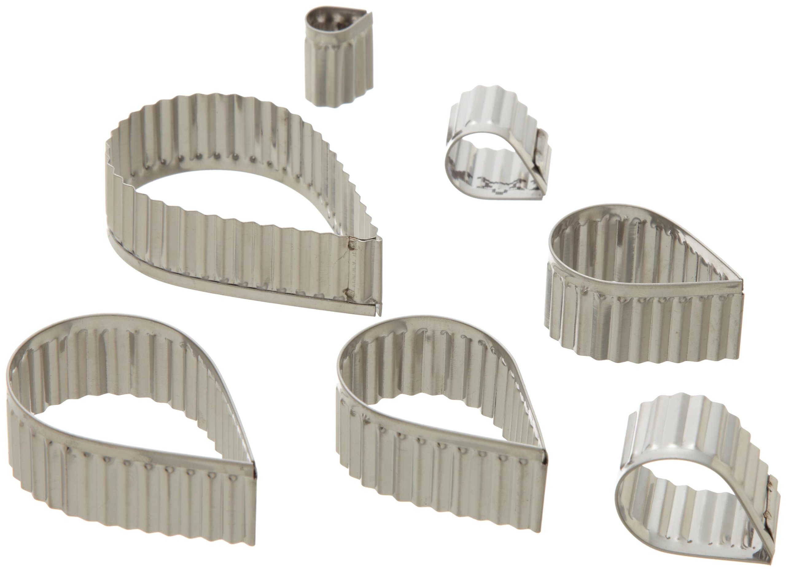 Ateco Fluted Edge Tear Drop Cutters in Graduated Sizes, Stainless Steel, 7 Pc Set