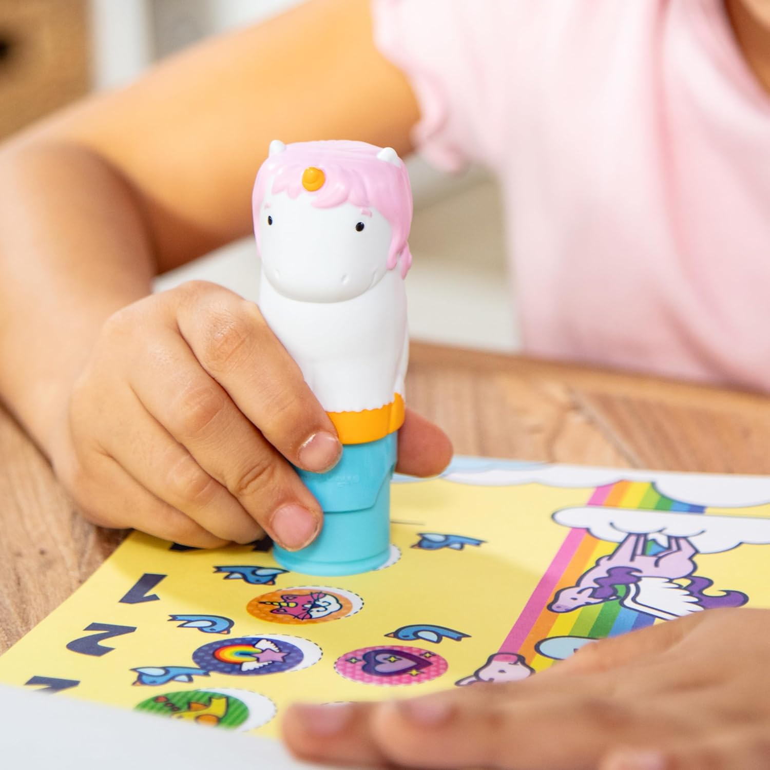 Melissa & Doug Sticker Wow!™ Unicorn Bundle: Sticker Stamper, 24-Page Activity Pad, 600 Total Stickers, Arts and Crafts Fidget Toy Collectible Character