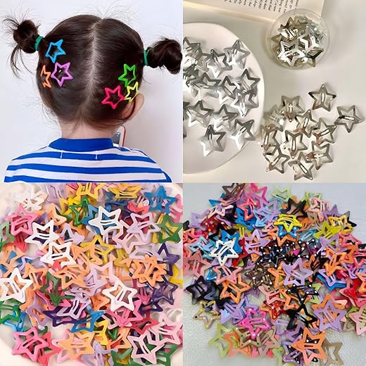 Kit 10 20 50 Tic Tac Estrela Clipes de Cabelo Presilhas de cabelo Antiderrapantes Acessórios de Cabelo para Meninas Mulheres Grampos de Cabelo (Colorido - 10 Und)