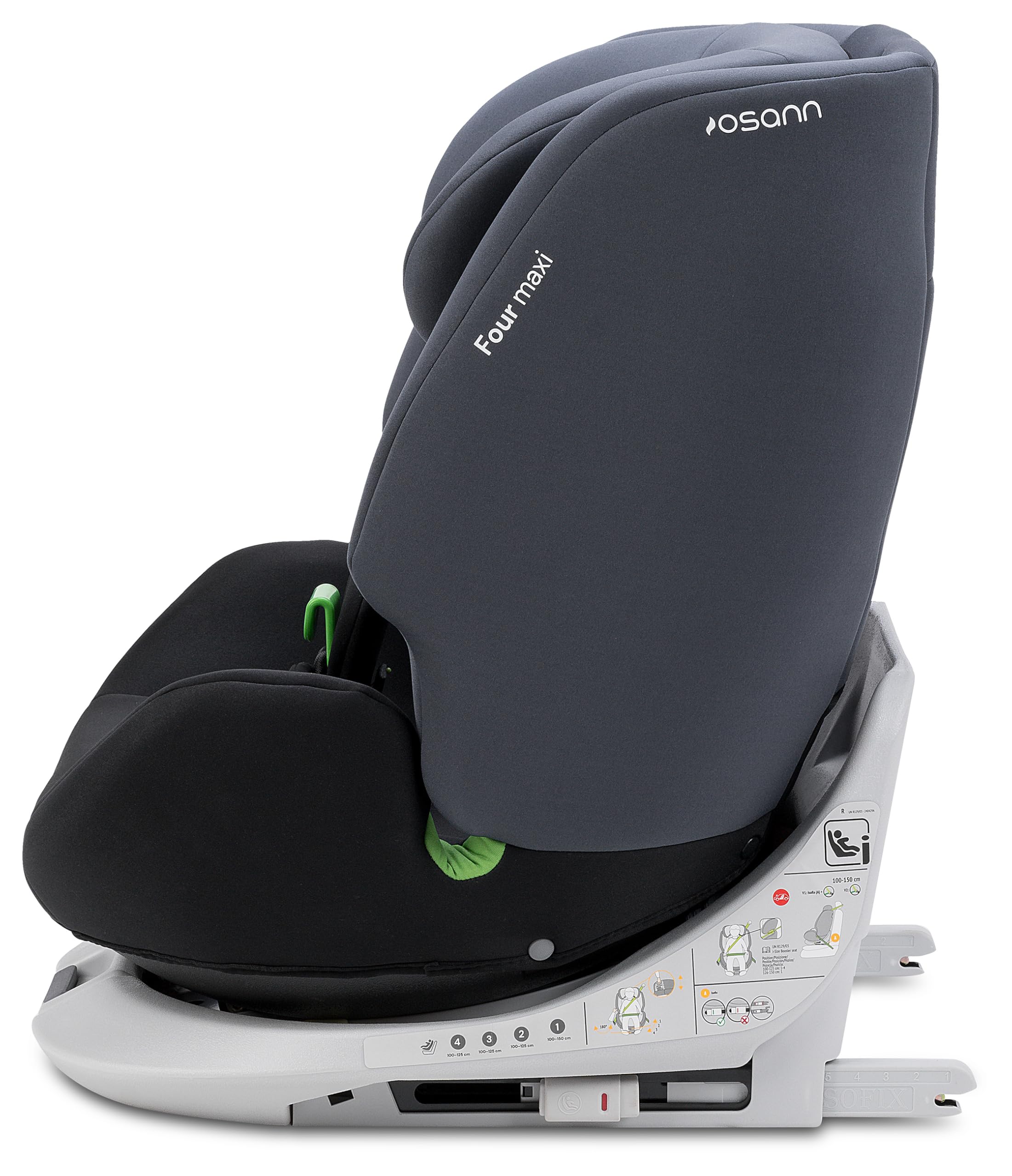 Osann Four maxi drehbarer Kindersitz mit Isofix 100–150 cm | i-size Autositz ab 3 Jahre, mitwachsend, höhenverstellbare Kopfstütze extra weich und bequem
