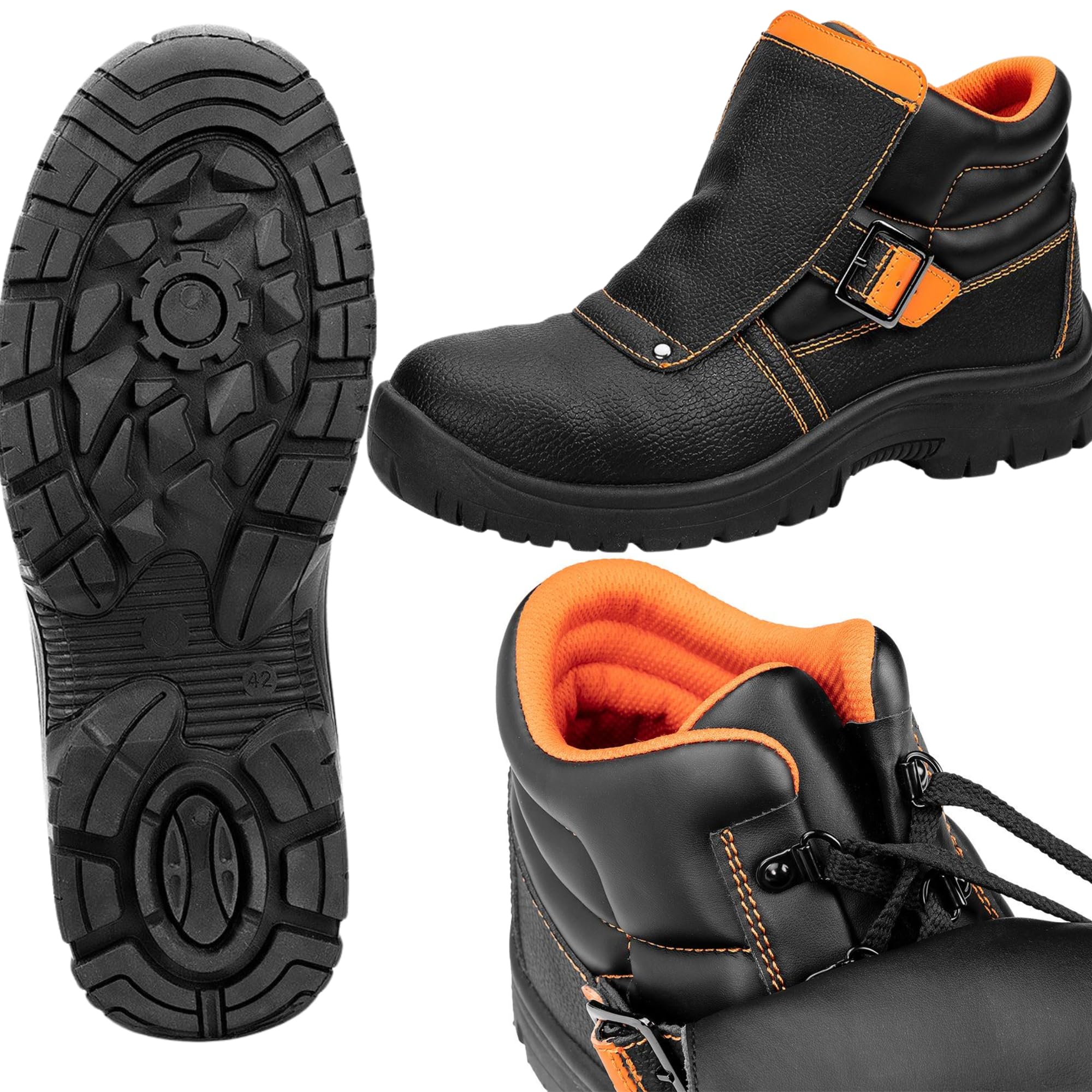 NEO TOOLS Zapatos de seguridad para hombre, antideslizantes, de piel, botas de trabajo, transpirables, ligeras, botas de trabajo, zapatos de seguridad, zapatos de soldador, talla 39-47