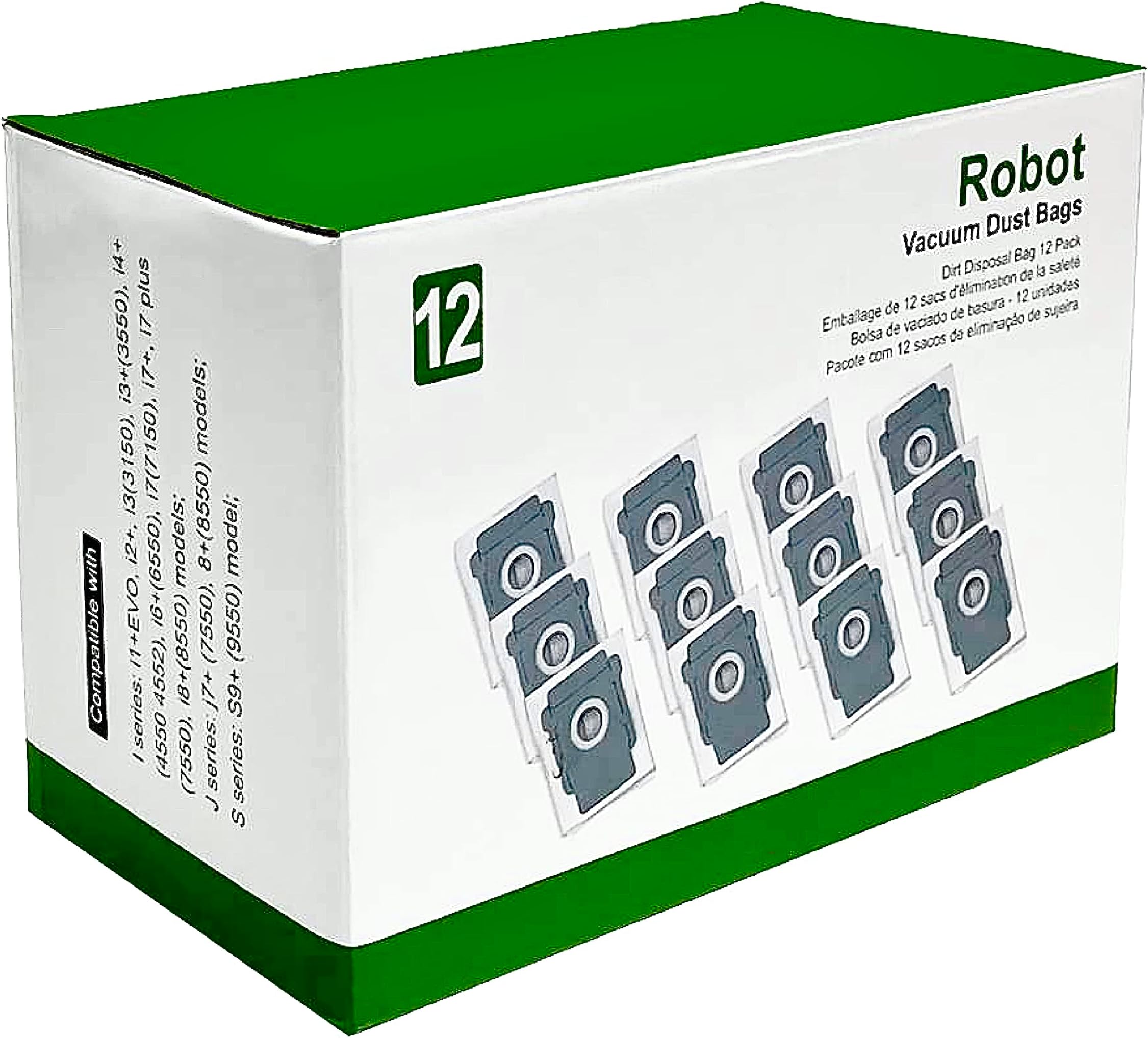 12Pack Vacuum Bags Compatible with iRobot Roomba Bags i & s & j Series, Replacement for iRobot Roomba i1+ i4+ i6+ i7+ i7Plus, i8+ s9+ Vacuum with Automatic Dirt Disposal Bags