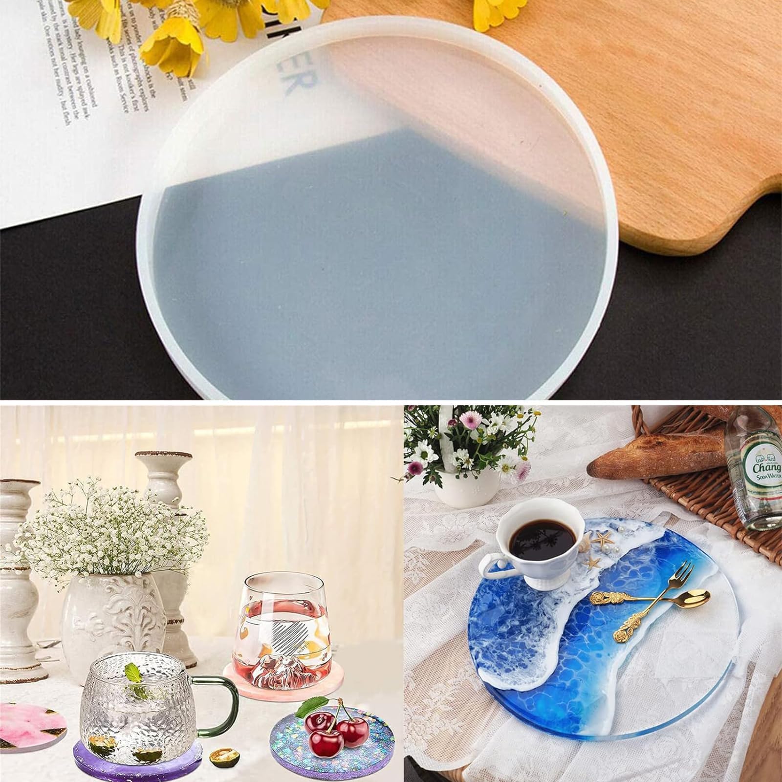 sourcing map 19.7 Charcuterie Tableau Résine Silicone Moule Plateau