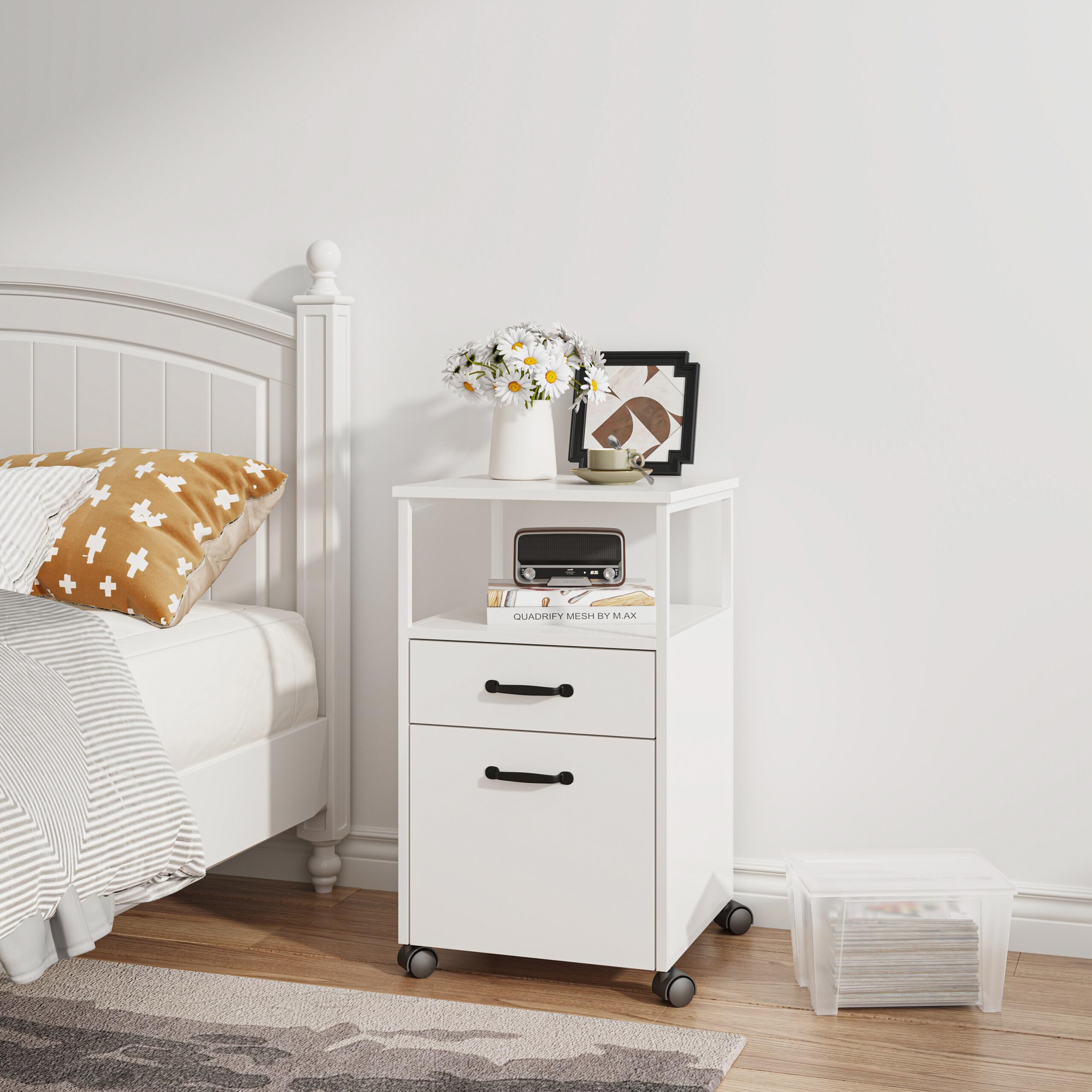 Relaxdays Contenitore su Ruote, 2 cassetti, cartelle sospese, Design Moderno, HLP: 66,5 x 42 x 44