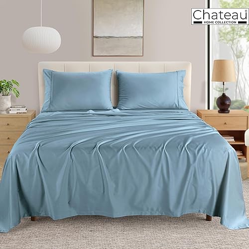 Miniatura 2 de Juego de sábanas 100% algodón para cama tamaño King, juego de sábanas certificado de 400 TC con bolsillo profundo, juego de sábanas y fundas de