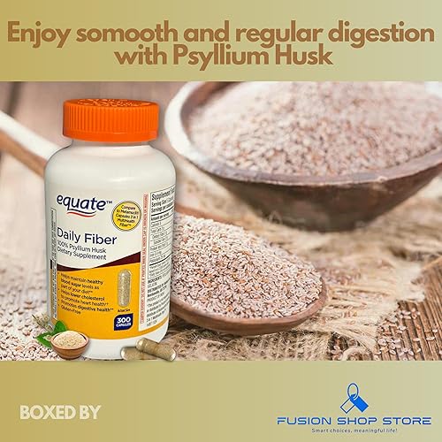 Miniatura 3 de Fusion Shop Store - Cápsulas de cáscara de psyllium de fibra diaria, 300 unidades (paquete de 1), en caja