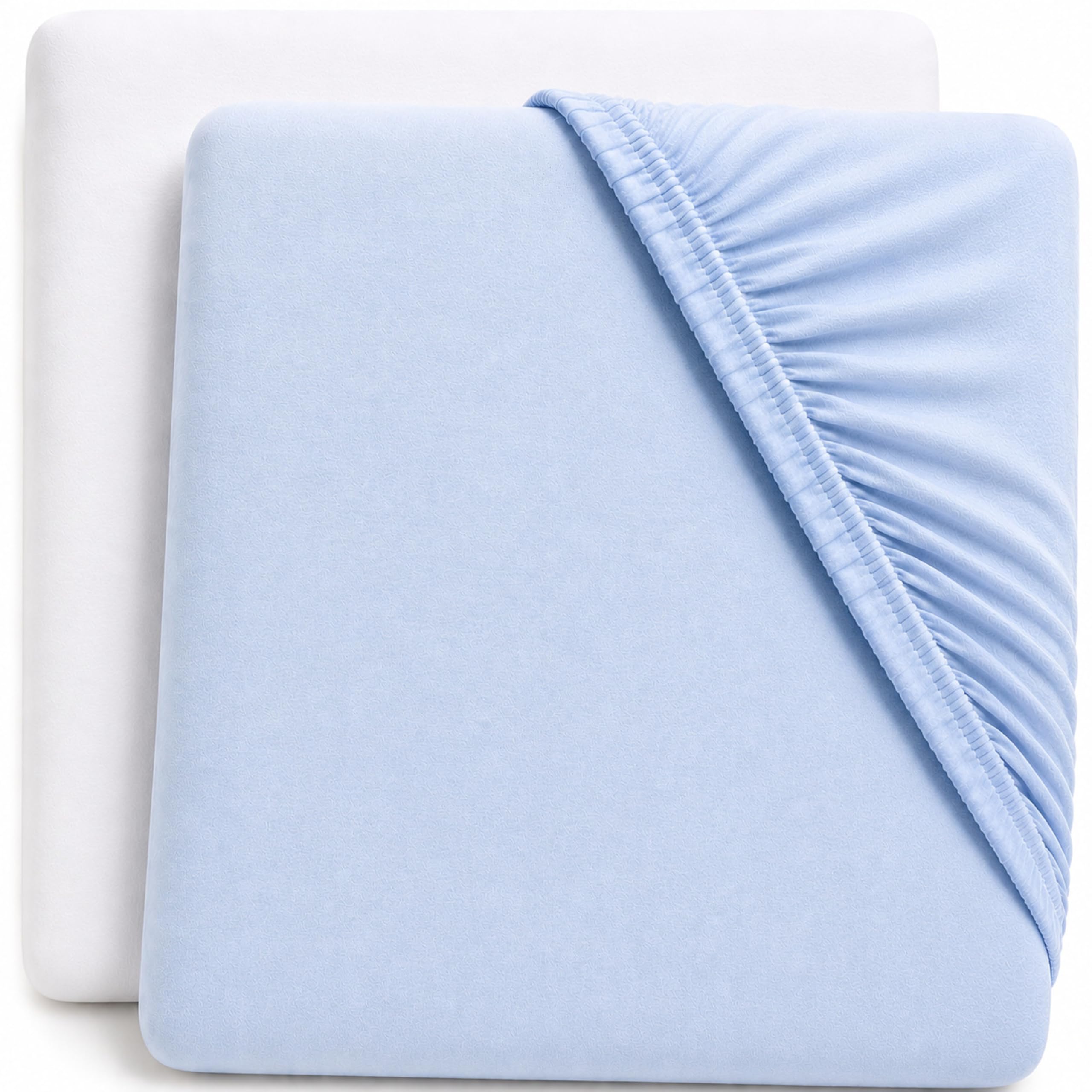 Dudu N Girlie Jersey Cotton Baby Cot Fitted Sheets, 60x120cm, White & Blue