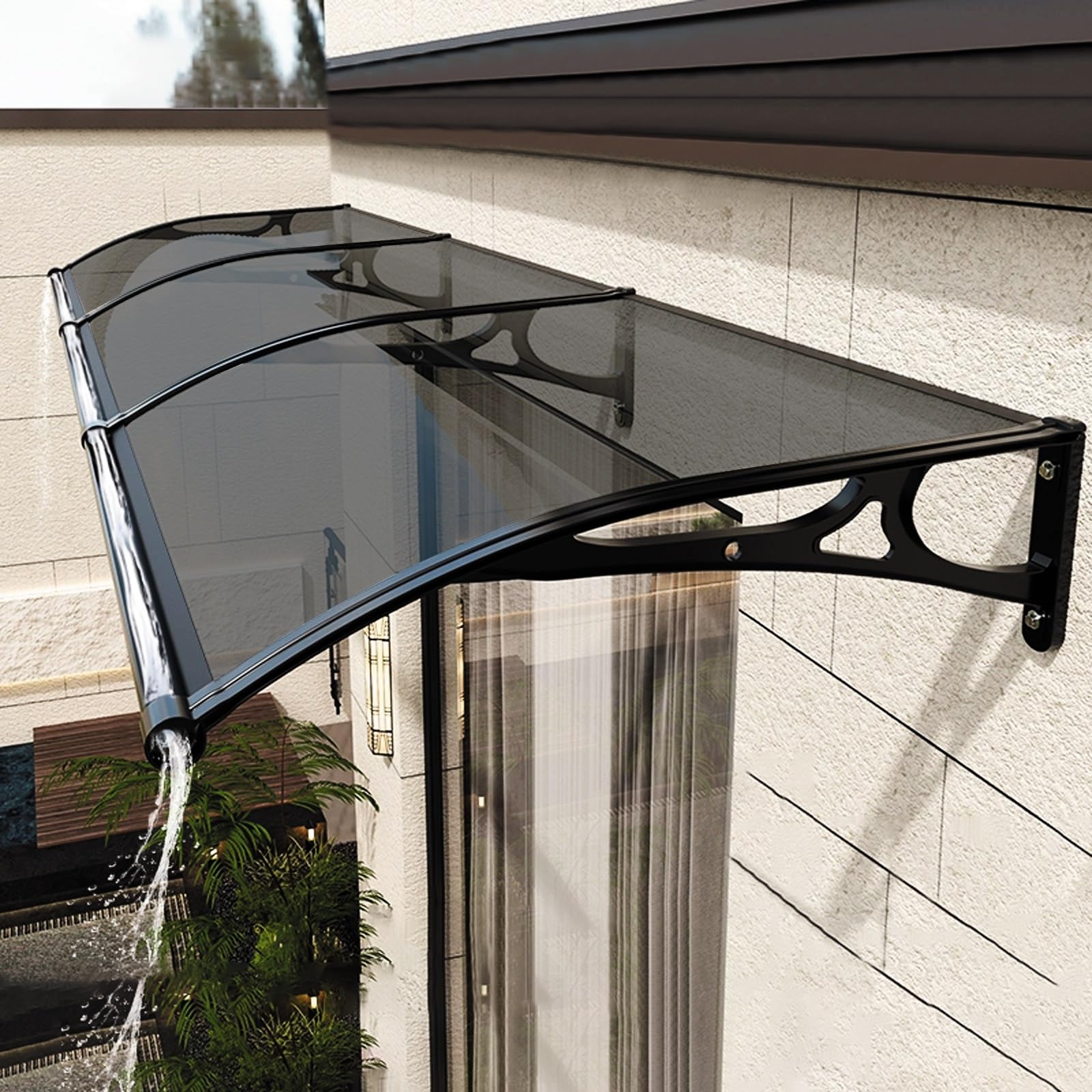 GJMSSMY Outdoor Door Canopy, Aluminum Awning for Entrance, Rain Protection, Sunshade, Snow Guard, 100cm x 400cm, Gray, Durable & Weather-Resistant, Stylish Entrance Cover