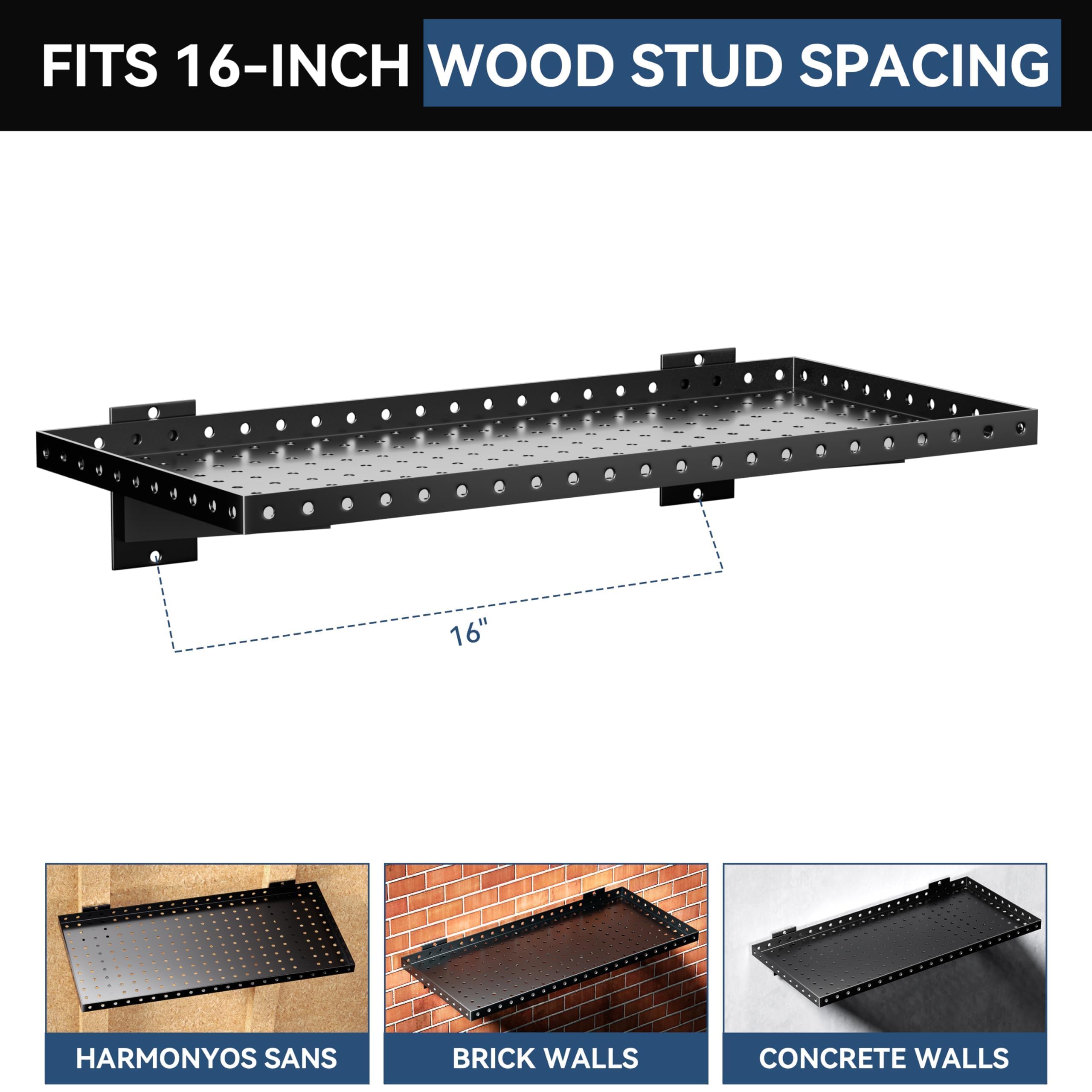 Garage Wall Shelving - 2 Pack, Black -5 Garage Wall Shelving - 2 Pack, Black -5