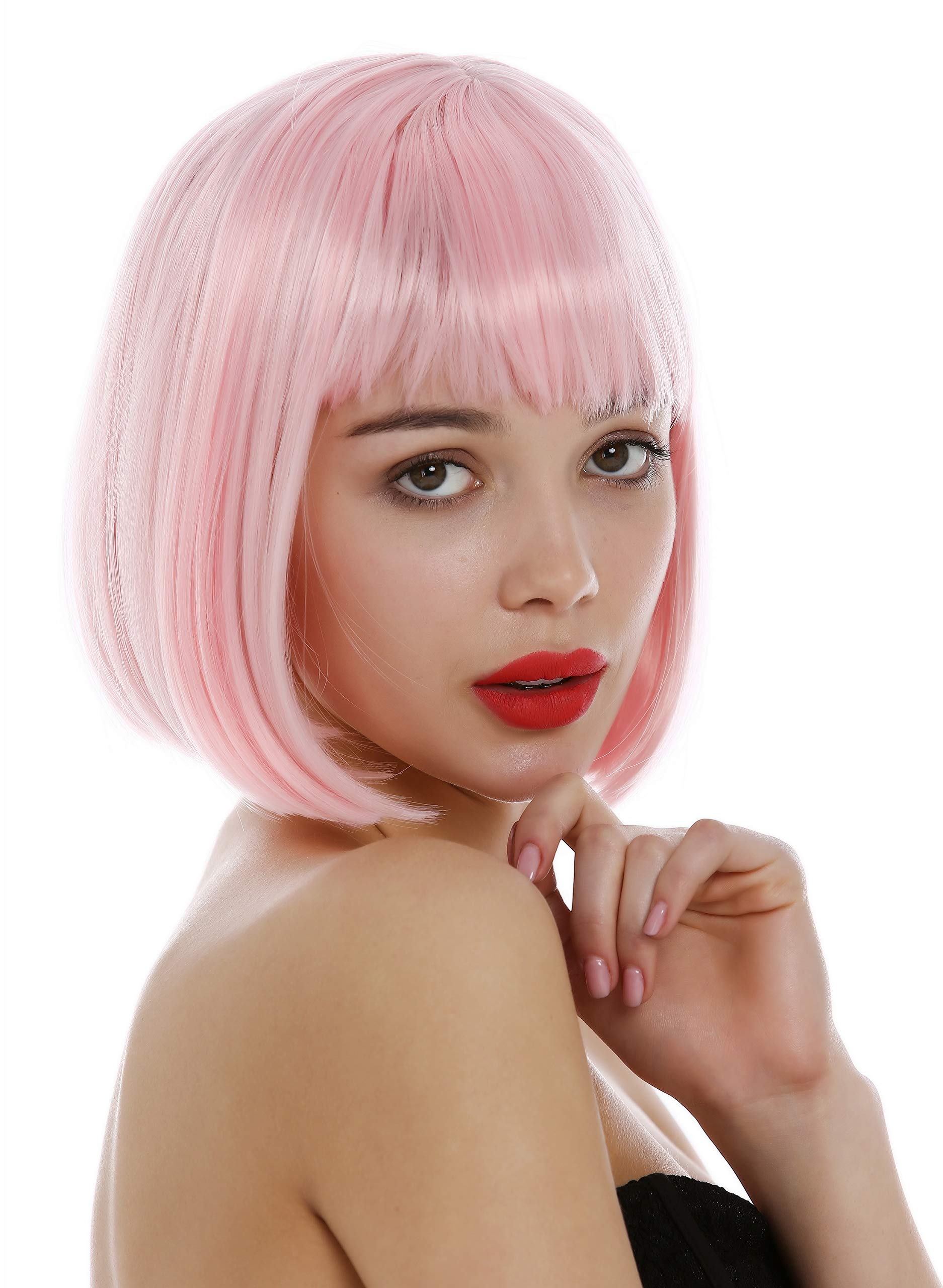 WIG ME UP - 7803-T2333 Short lady Wig bob style bangs fringe sleek light pink, light pink (T2333) - Image 2