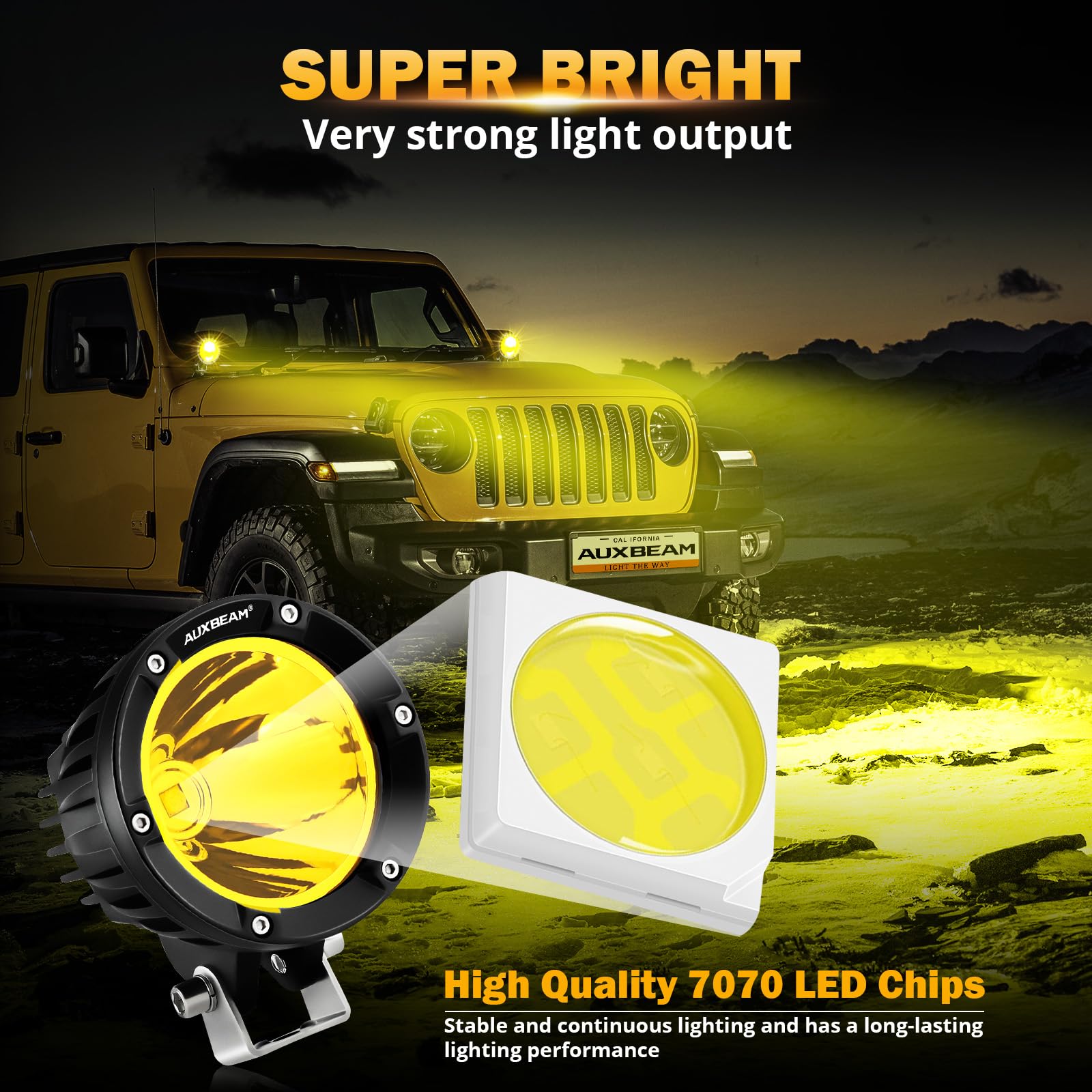 Amazon.com: Auxbeam 4In 72W Amber Round Led Offroad Light+Auxbeam
