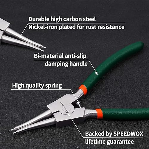 Miniatura 3 de SPEEDWOX Alicates Circlip de 7 pulgadas, alicates externos de anillo de presión, diámetro de punta de 0.07 pulgadas, alicates de anillo de retención