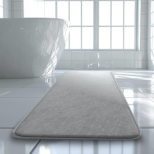 Miniatura 13 de Alfombra de baño de lujo – 1 pieza de tapete de baño con espuma viscoelástica, antideslizante y ultrasuave, altamente absorbente, fácil de limpiar -