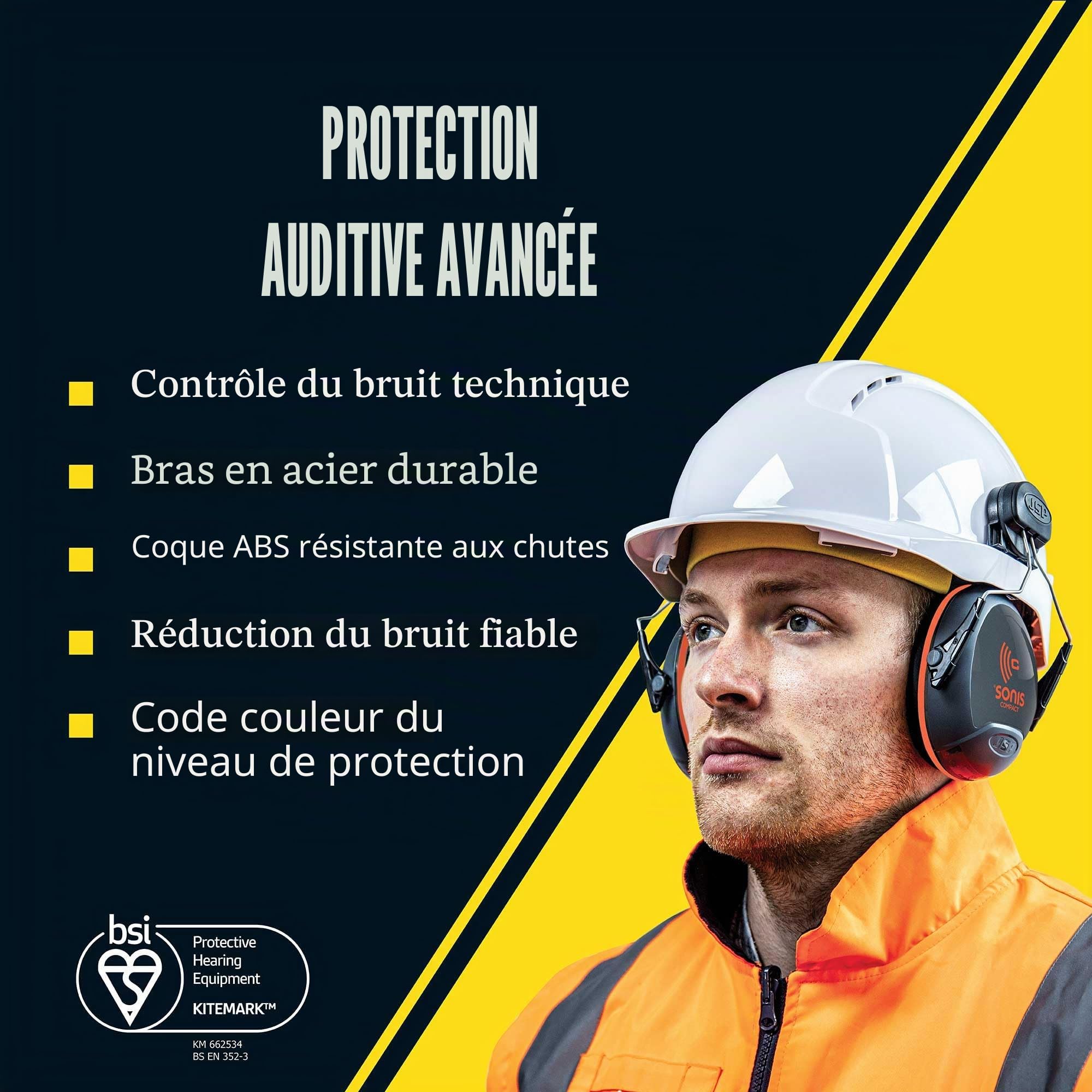 JSP SONIS Compact Casque Antibruit sur Casque, Compatible EVO, 31 dB SNR