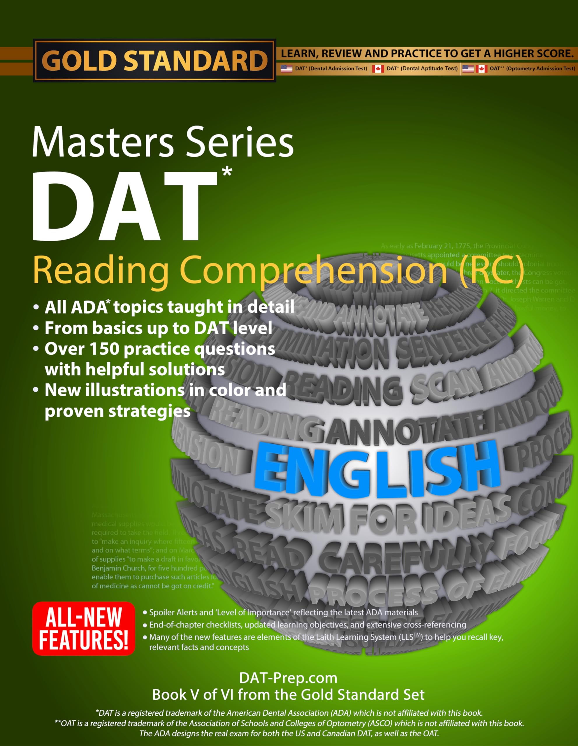 DAT/OAT Prep RC Masters Series, Reading Comprehension (RC) DAT Preparation and Practice for the Dental Admission Test by Gold Standard DAT