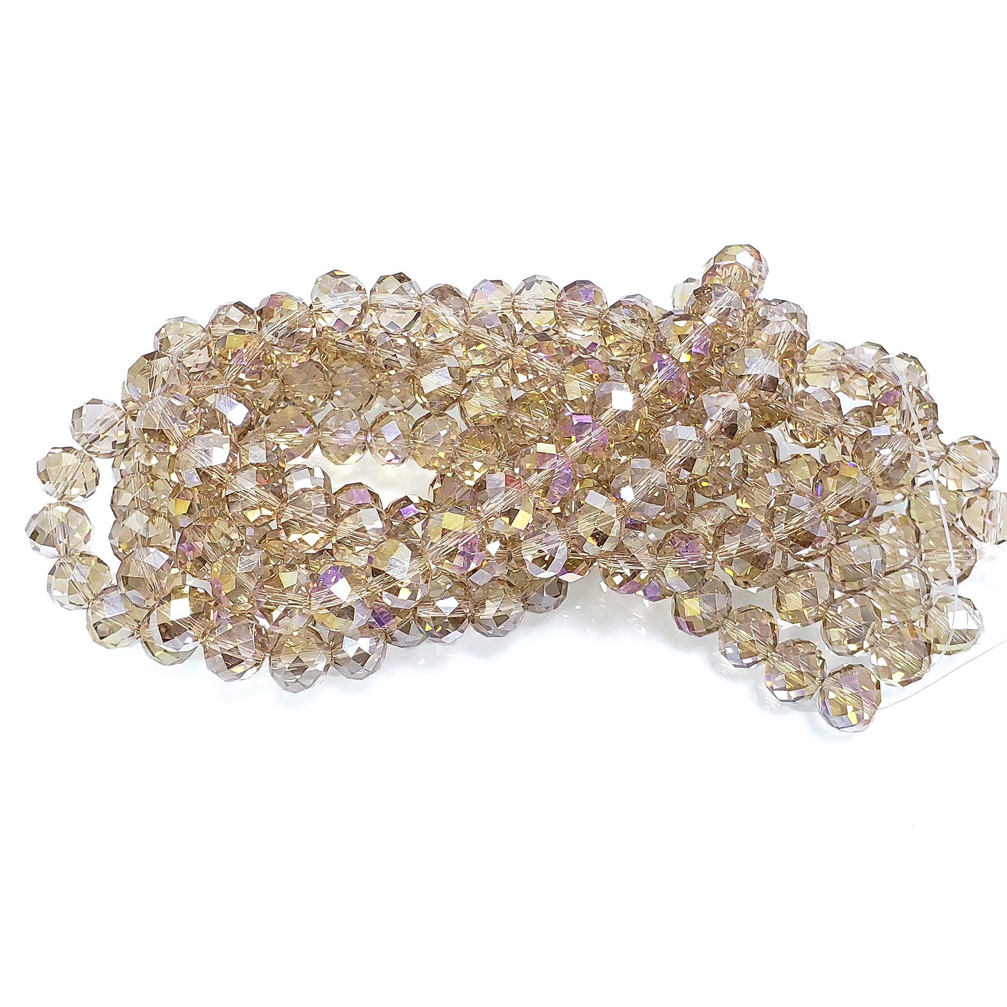 Chengmu 10mm Silver Champagne Rondelle Glass Beads for Jewelry Making 200pcs Faceted Briolette Shape Crytal Spacer Beads Assortments Supplies Accessories for Bracelet for Wholesale