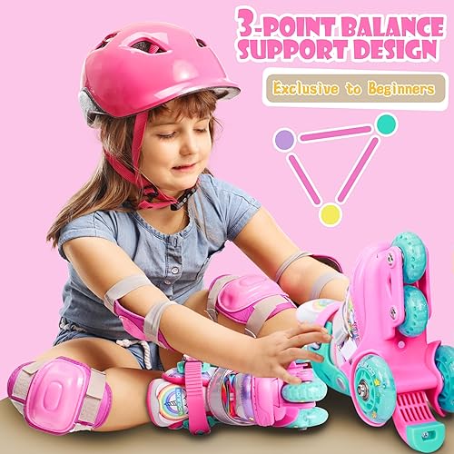 Miniatura 41 de 4-Pejiijar Rainbow Unicorn - Patines de ruedas para niñas de 2 a 4 años, 5-8, 8 a 12, zapatos de ruedas ajustables con ruedas luminosas para regalos