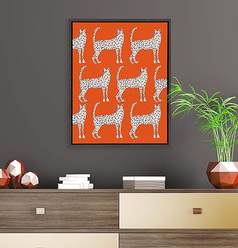 Miniatura 4 de Kate and Laurel Sylvie Sassy - Lienzo enmarcado con diseño de guepardos rosados por Kendra Dandy de Bouffants y corazones rotos, 18 x 24 pulgadas,