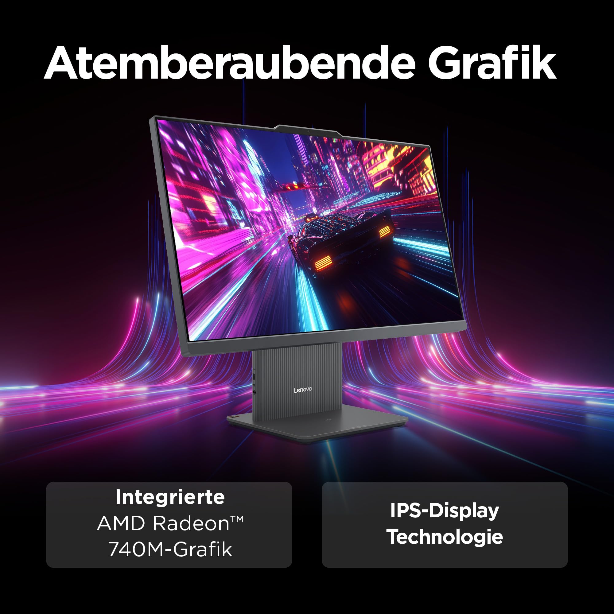 Lenovo IdeaCentre All-In-One PC | 23.8" Full HD Display | AMD Ryzen 5 220 | 16GB RAM | 1TB SSD | AMD Radeonn Grafik | Win11 | Inkl. USB Maus-Tastatur | Luna grau | 3 Monate Premium Care