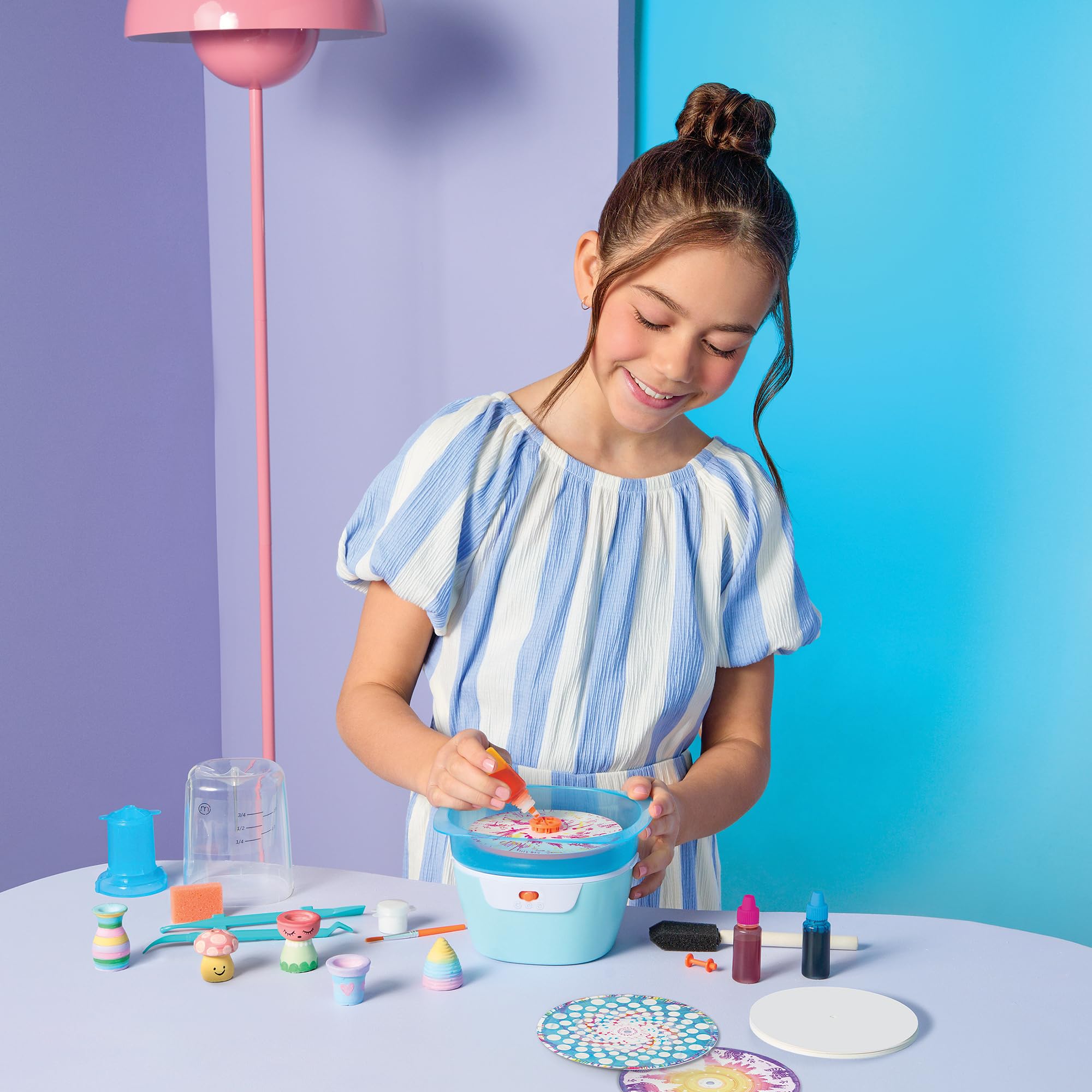 Make It Real Kit Cerámica 2 en 1, Torno y Spin Art para Niños
