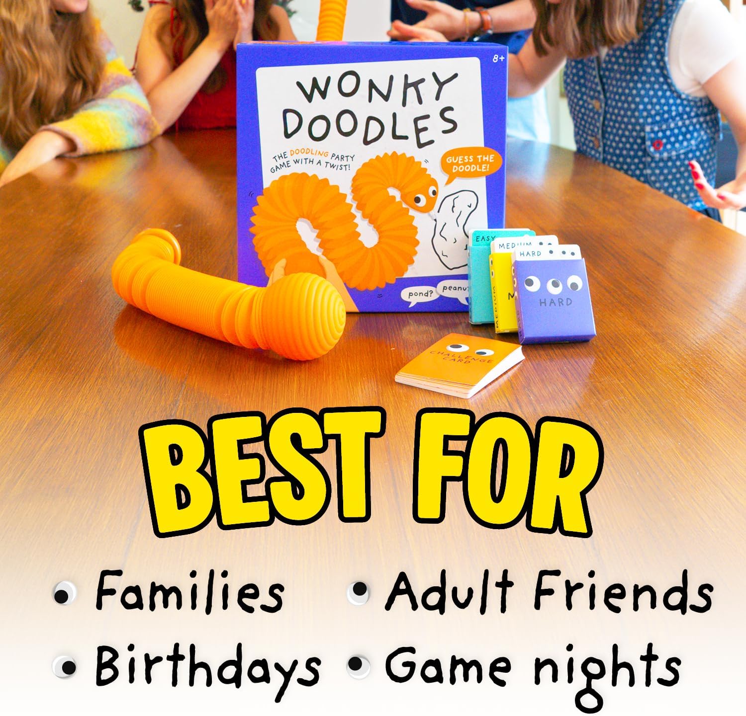 Lucky Egg Wonky Doodles – Hilarious Drawing Games for Family Game Night & Parties – Family Board Games for Adults with Wonky Doodler, 150 Word Cards & Whiteboard – Best Family Games for Ages 8+