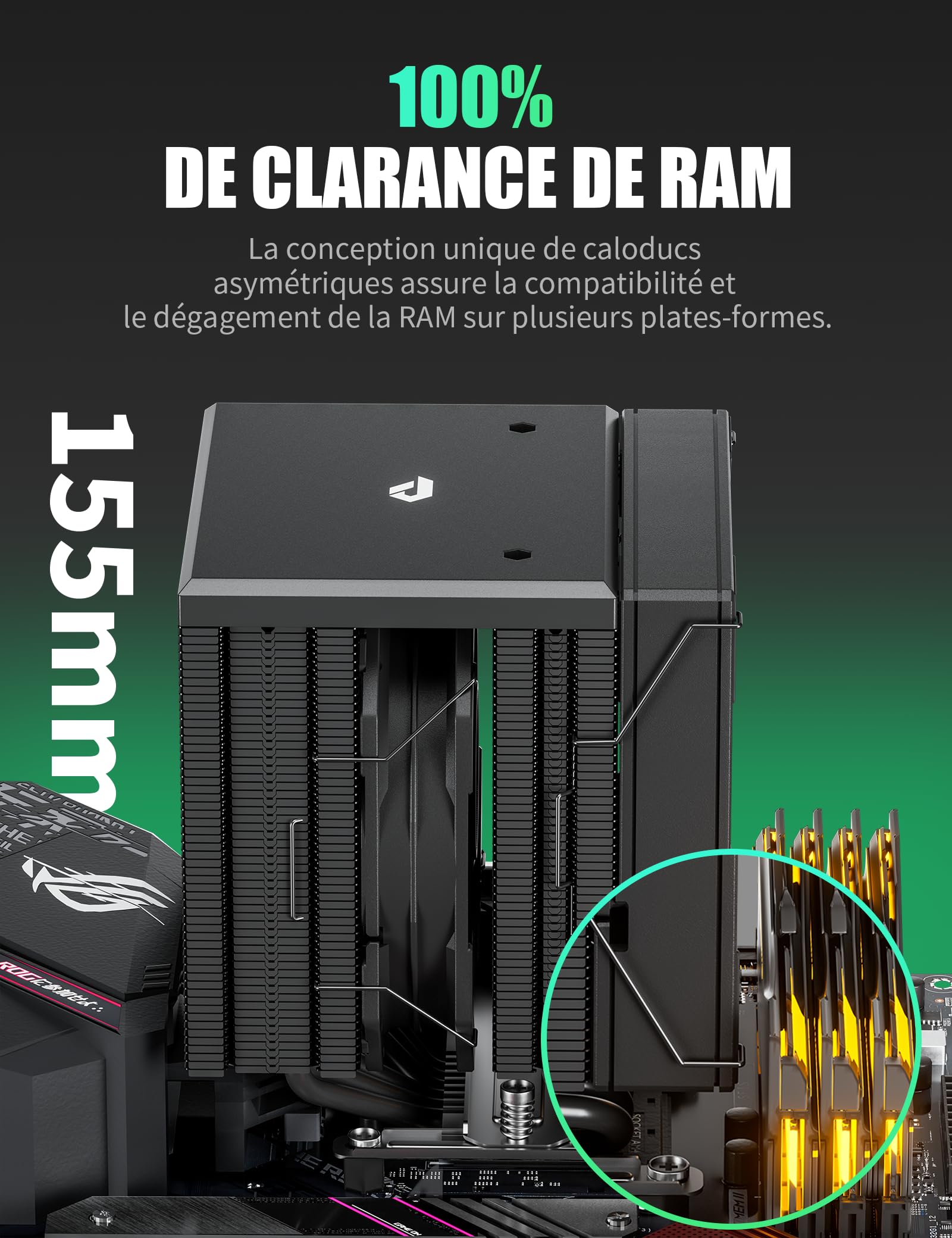 upHere gaming Refroidisseur CPU,Dual Tower 6 Heat Pipes CPU Cooler,2 * 120MM PWM Ventilateur PC,Sans Enlever le Ventilateur pour l'installer,CPU Cooler,pour Ventirad AM4 AM5/Intel 2011/2066,UE2K6.