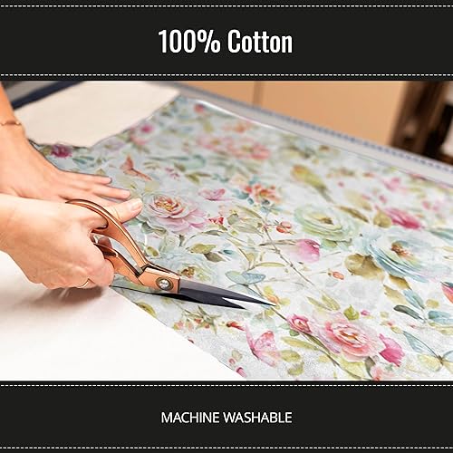 Miniatura 4 de Tela de algodón 100% con estampado de jardín en acuarela, por yarda