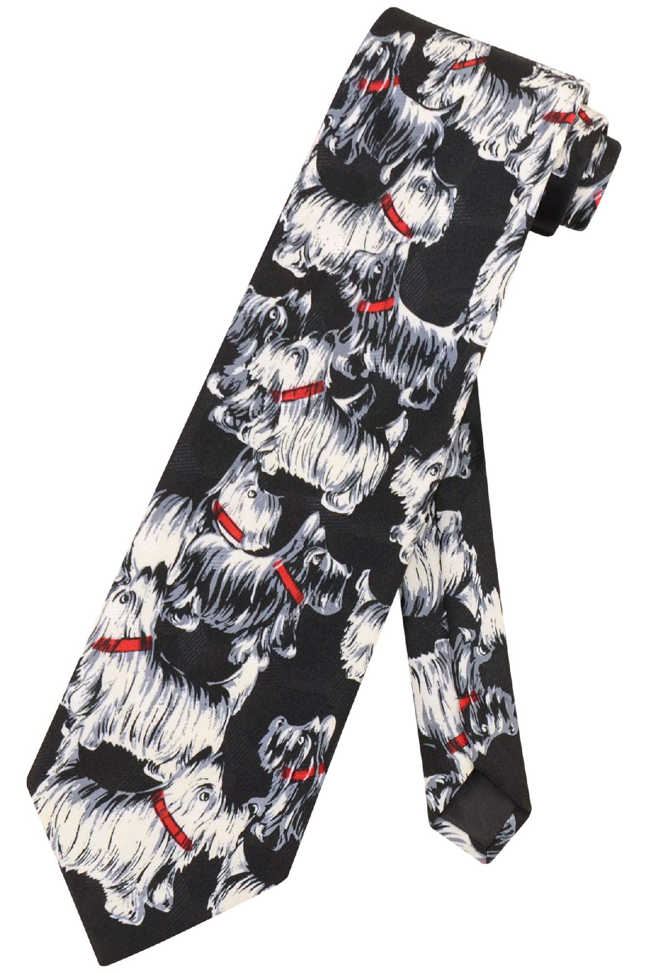 True Affair Scottish Poodles Pattern NeckTie Poodle Dogs Design Mens Neck Tie