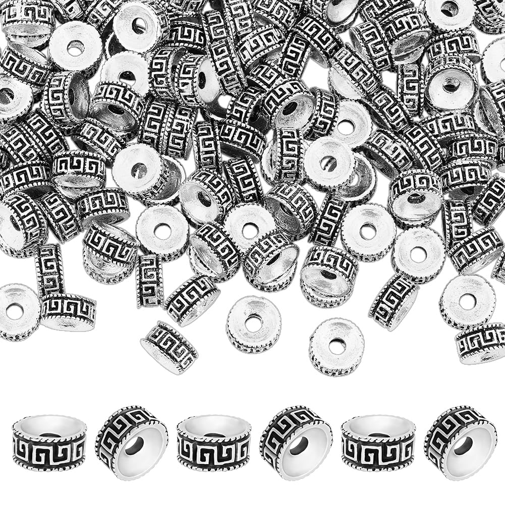 Perles d'espacement tibétaines plates pour fabrication de bijoux et DIY