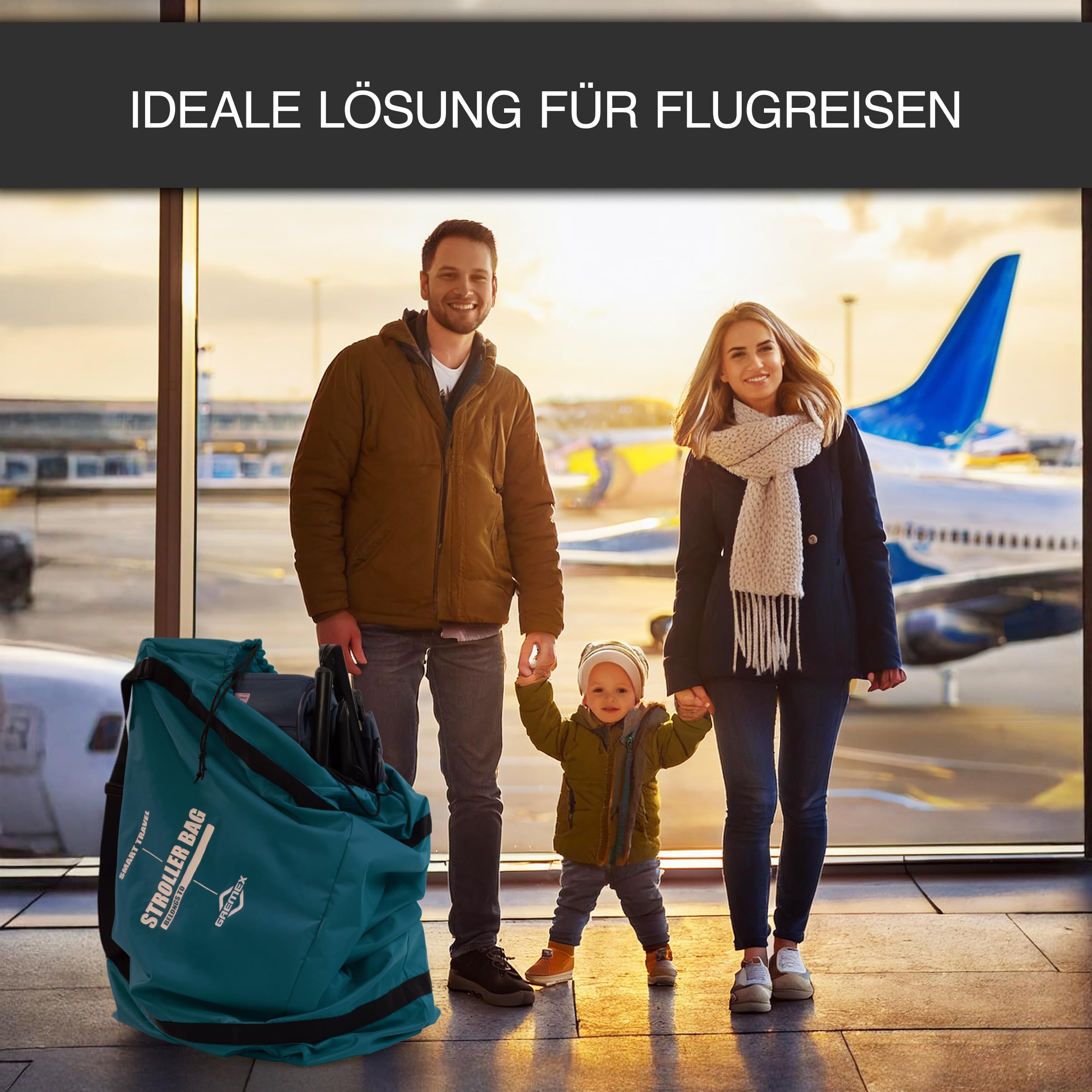 Transporttasche Kinderwagen Universelle - Kinderwagen Transporttasche Flugzeug - Kinderwagen taschehülle Flugzeug - Wasserdichter Reißfester Kinderwagen Tasche Flug - Kinderwagen Tasche Groß