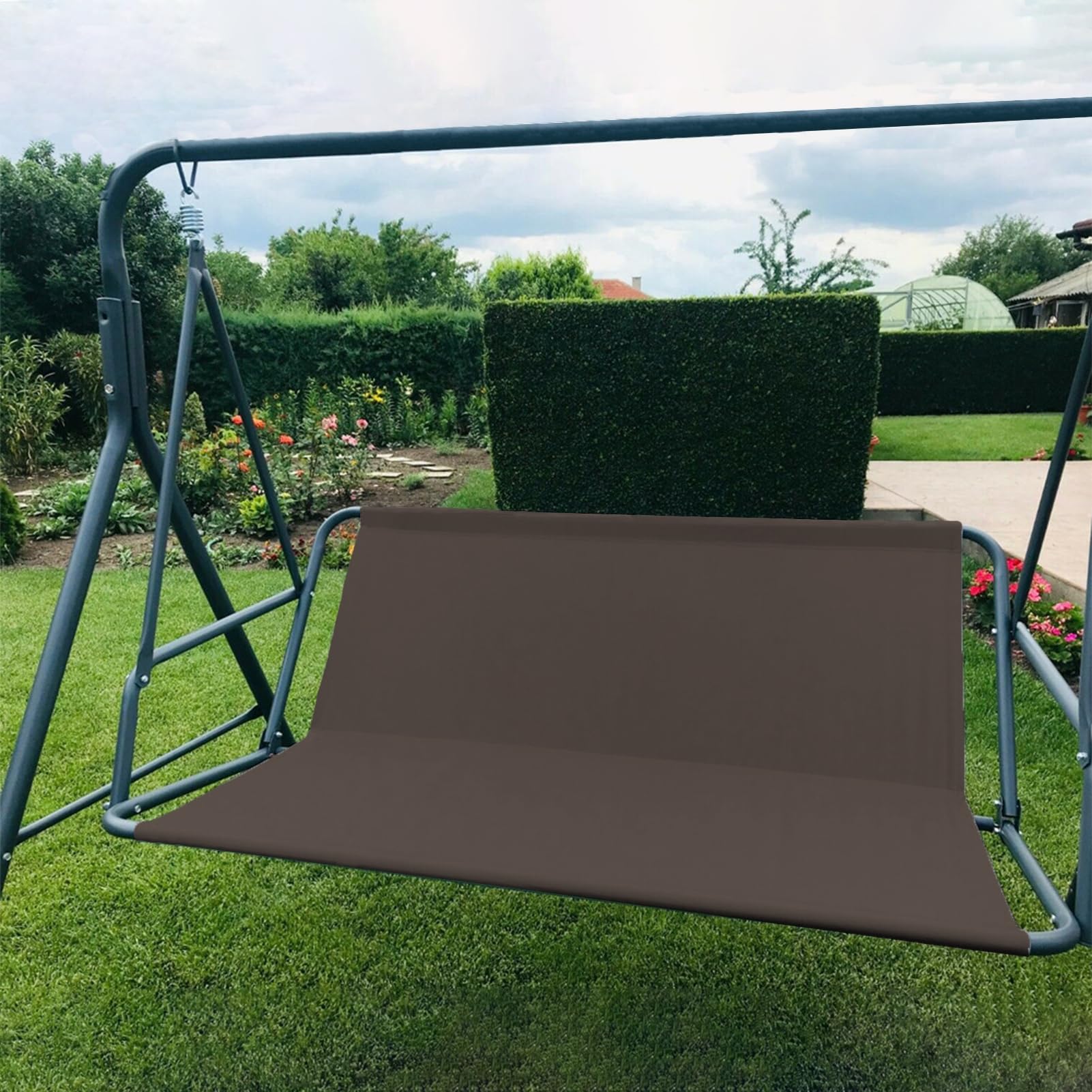 Housse de Coussin pour balancelle 2 ou 3 Places, Housse de Rechange imperméable pour Chaise et Banc, Housse de Siège ​pour Balancelle de Jardin, Tissu Oxford 600D,Green White,120x47x47cm